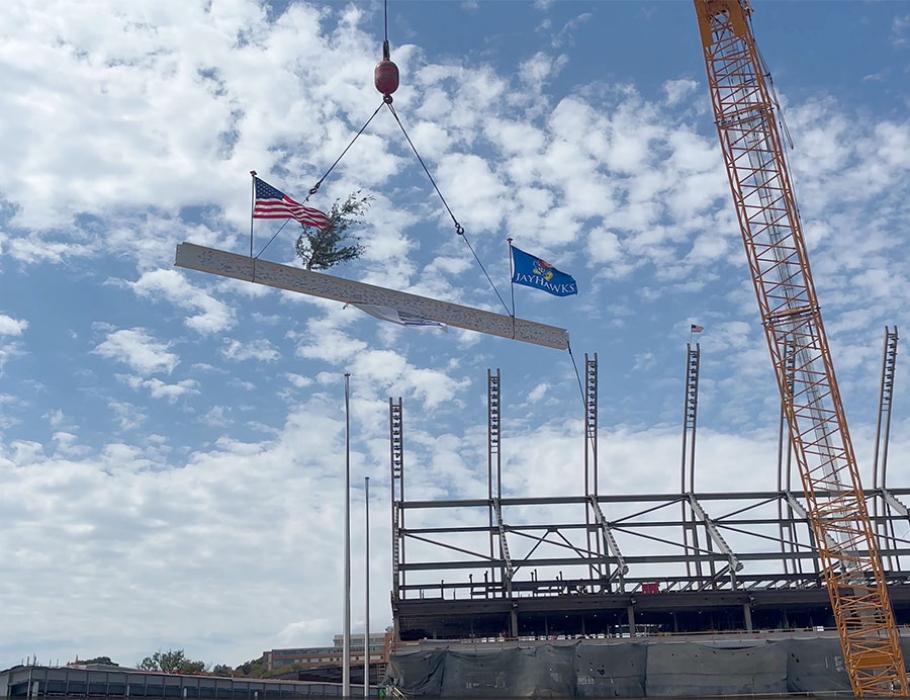 The David Booth Kansas Memorial Stadium topping out ceremony in Lawrence, Kansas.