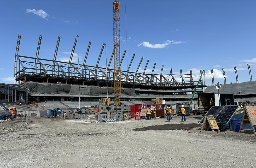 The David Booth Kansas Memorial Stadium topping out ceremony in Lawrence, Kansas.