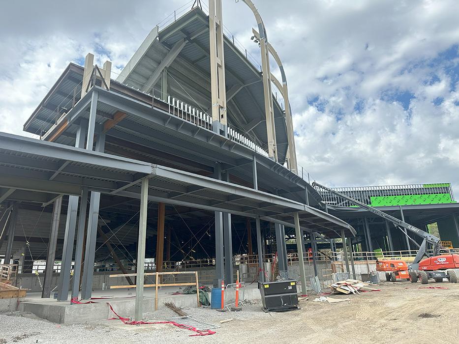 The David Booth Kansas Memorial Stadium topping out ceremony in Lawrence, Kansas.