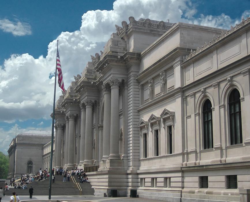 The Metropolitan Museum of Art entrance in New York, New York.