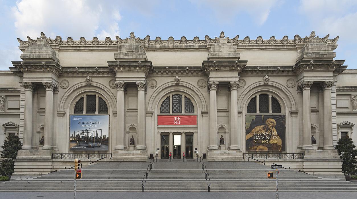 The Metropolitan Museum of Art entrance in New York, New York.