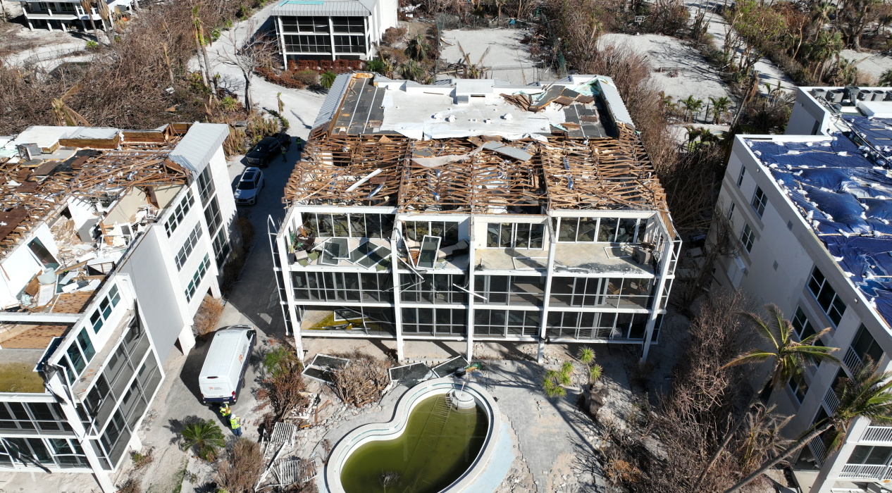 Drones captured detailed imagery of a roof in Fort Myers Beach, Florida, after Hurricane Ian left most of it inaccessible.  