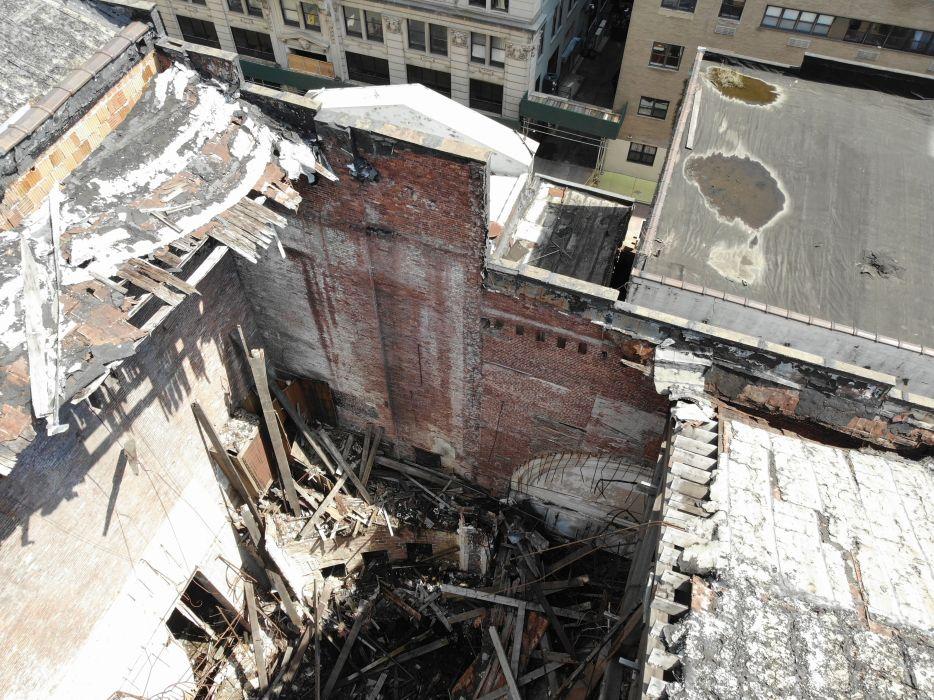 Footage obtained via drone enabled us to assess the stability of the remaining structure after this roof collapsed in Newark, New Jersey.