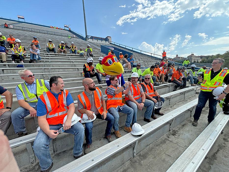 The David Booth Kansas Memorial Stadium topping out ceremony in Lawrence, Kansas.