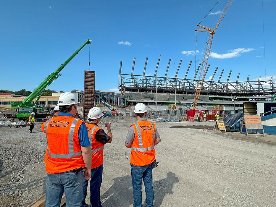 The David Booth Kansas Memorial Stadium topping out ceremony in Lawrence, Kansas.