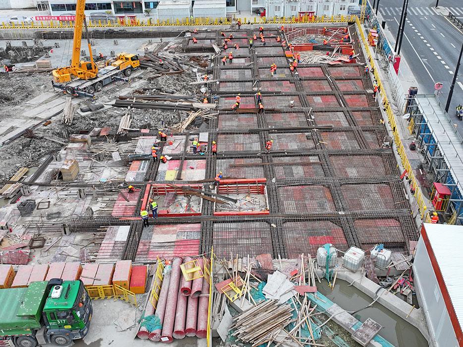 Concrete pour for North Bund Tower in Shanghai.